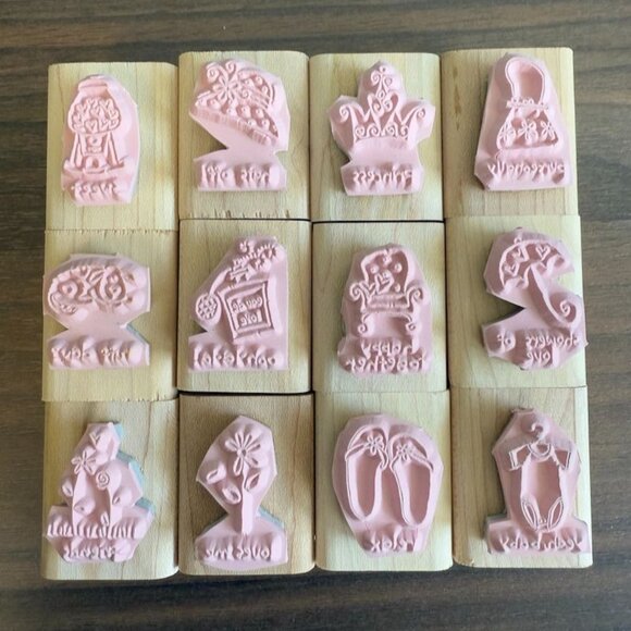 Stampin Up! A Little Love Rubber Stamp Set Of 12 Wood-Mounted Crafting Supplies - Picture 5 of 12
